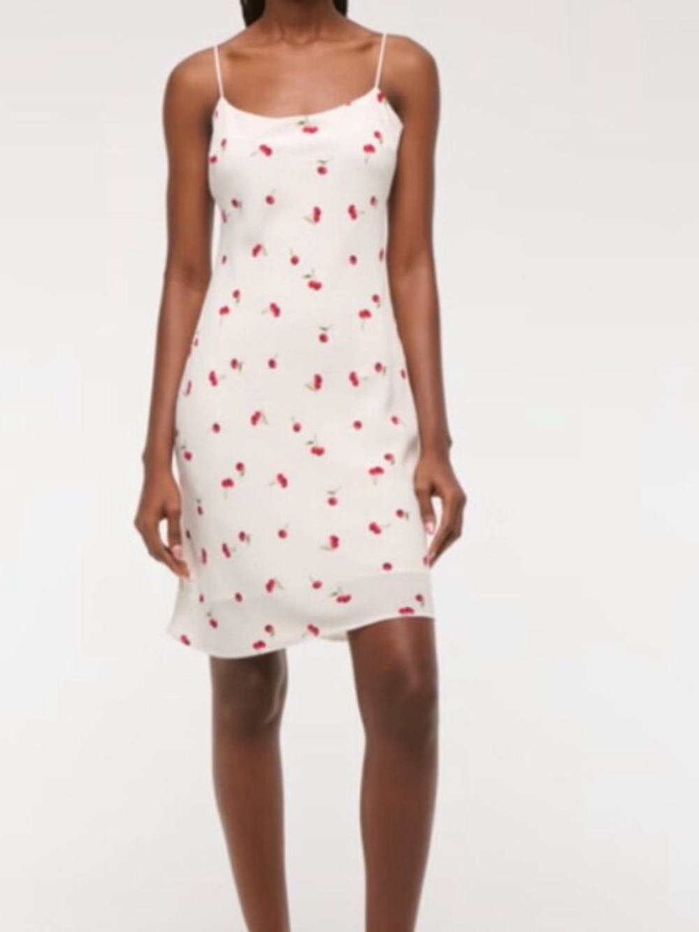 Abercrombie and Fitch White Cherry Print Linen Mini Dress Small 8547